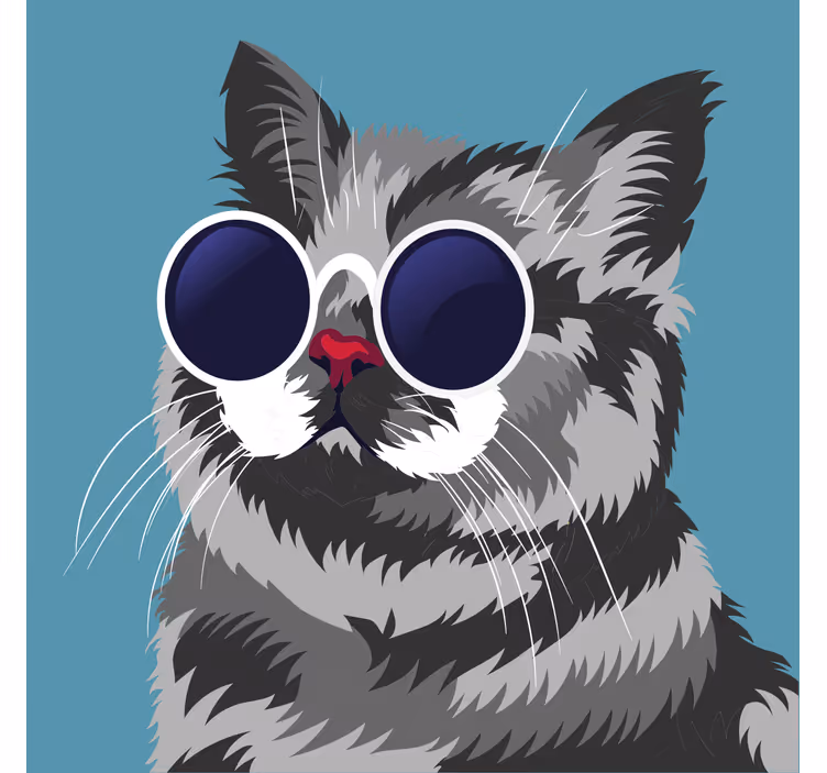 Rolgordijn woonkamer grappige schilderij van een grijze kat - TenStickers