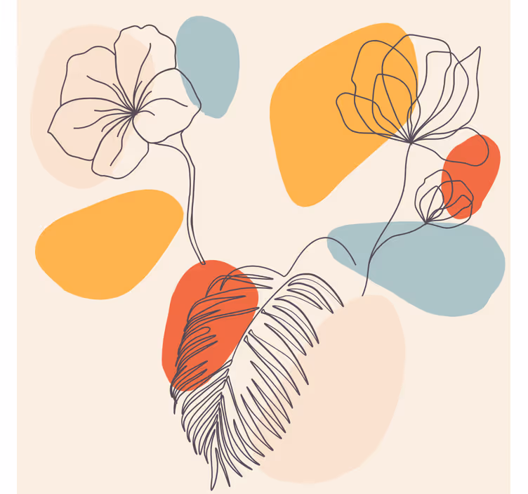 Rolgordijn woonkamer botanische wanddecoratie - TenStickers