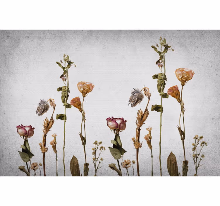 Rolgordijn woonkamer scandinavische stijl droogbloemen - TenStickers