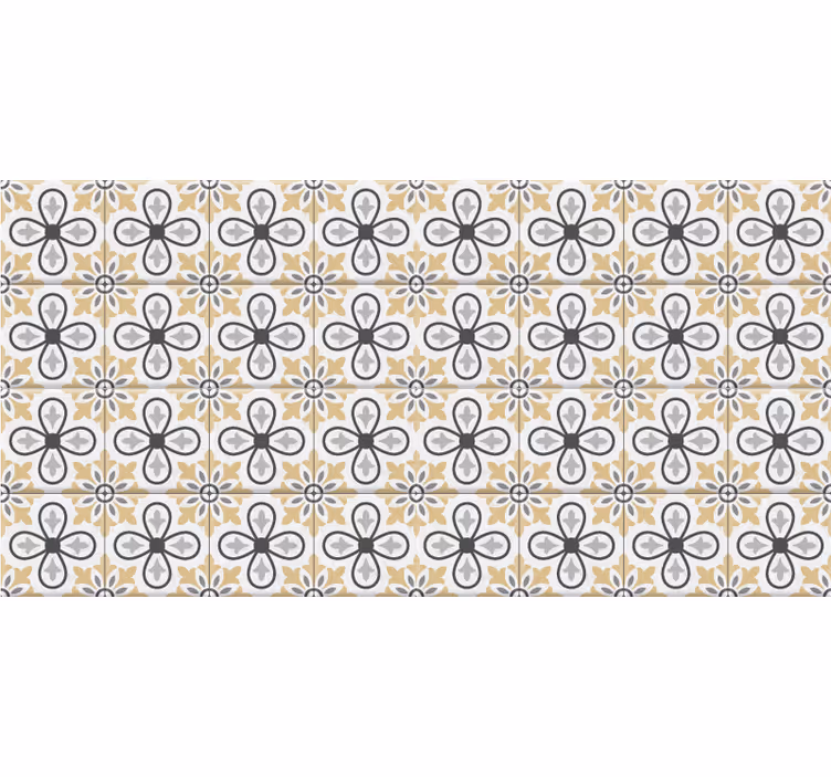 Rolgordijn beige keuken retro tegels - TenStickers