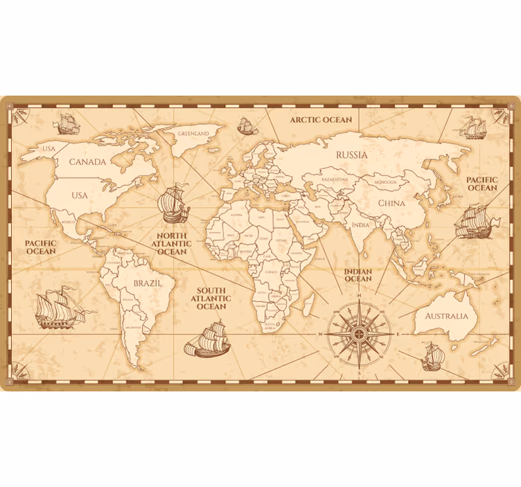 Rolgordijn beige vintage wereldkaart ontwerp - TenStickers