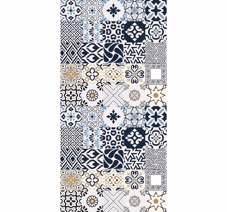 Rolgordijn beige blauwe tegels - TenStickers