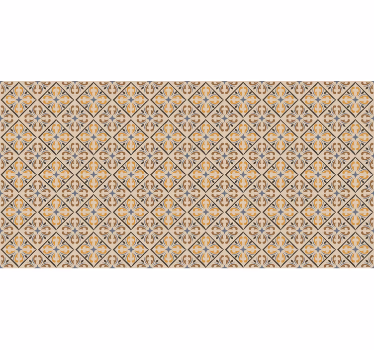 Rolgordijn beige met goud en blauw barokpatroon - TenStickers