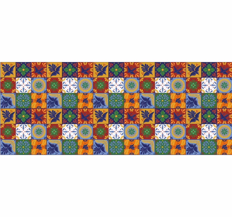 Raambekleding slaapkamer kleurrijke mexicaanse tegels - TenStickers