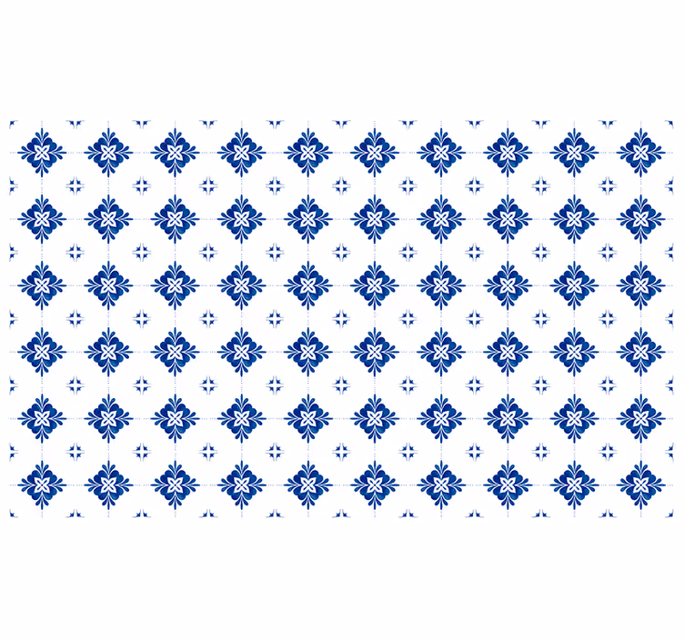 Raambekleding slaapkamer vintage blauwe tegel - TenStickers