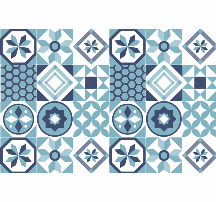 Raambekleding slaapkamer met donkerblauwe ornamenten - TenStickers
