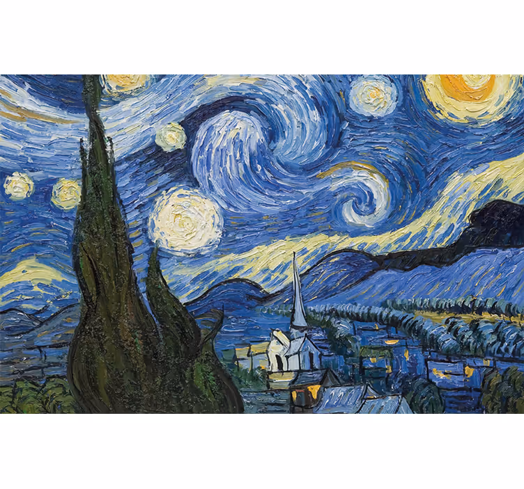 Raambekleding slaapkamer van gogh sterrennacht - TenStickers