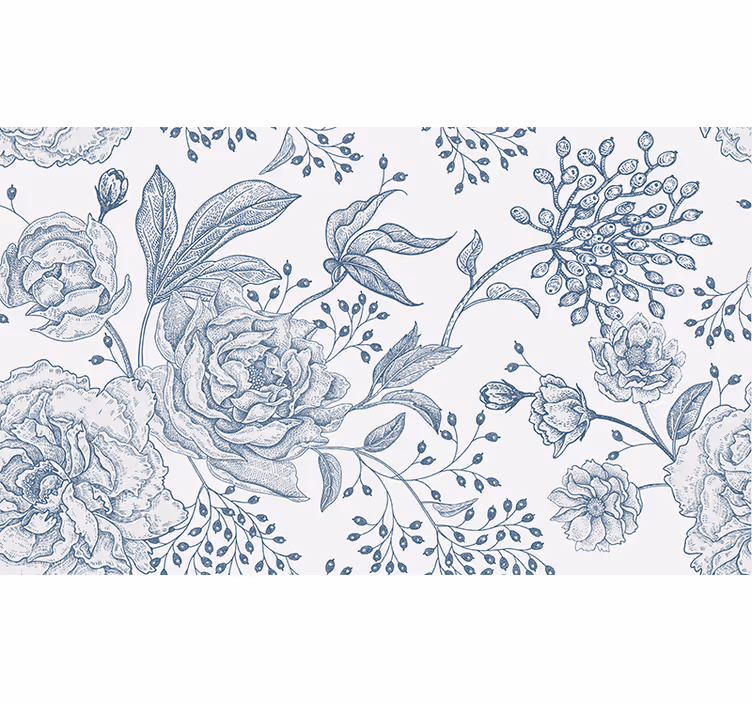 Wit rolgordijn retro stijl bloemenpatroon - TenStickers
