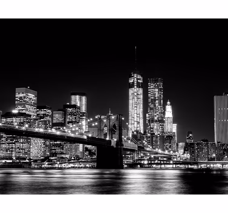 Rolgordijn grijs fotomuur new york oostelijke rivier - TenStickers