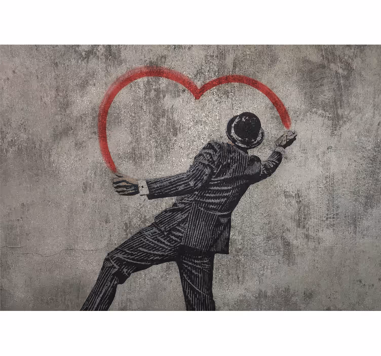 Rolgordijn grijs banksy hart graffiti - TenStickers