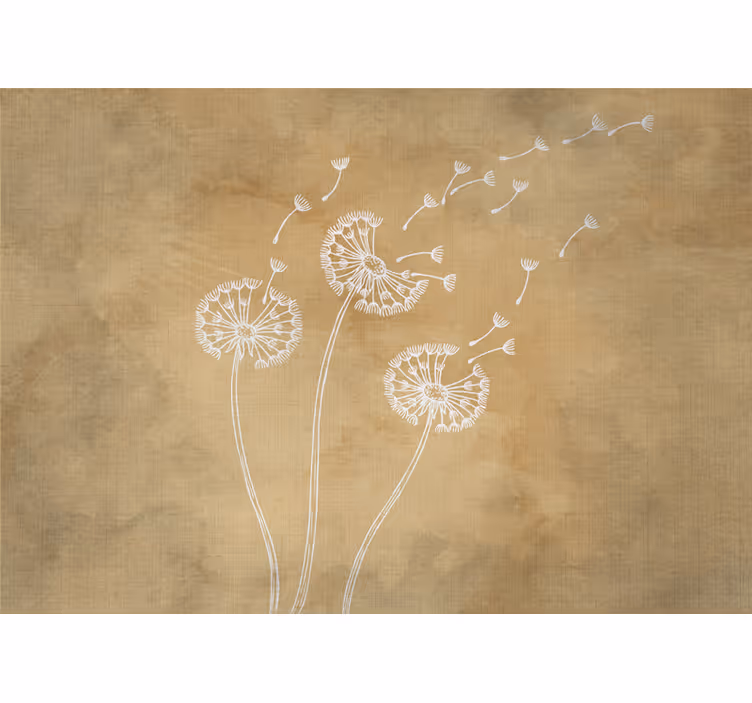Rolgordijn beige paardenbloemen met en zonder bladeren - TenStickers
