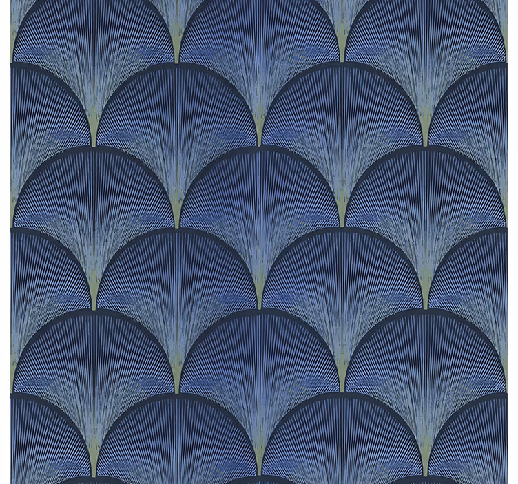 Rolgordijn vintage 1920's art déco blauwe fans - TenStickers