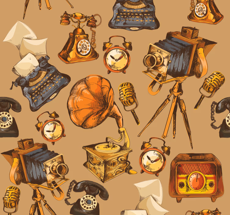 Rolgordijn vintage vintage object collage - TenStickers