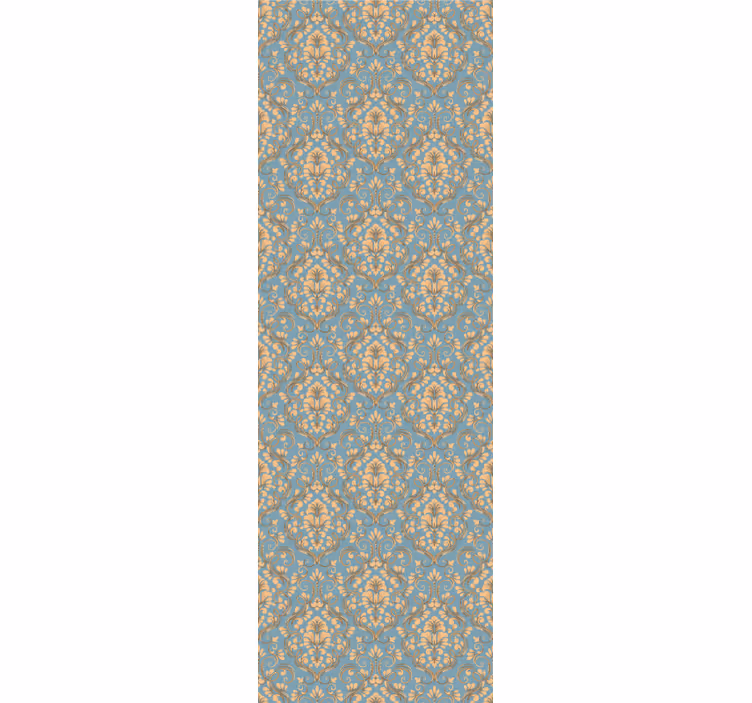 Rolgordijn vintage turquoise en gouden bladerenpatroon - TenStickers