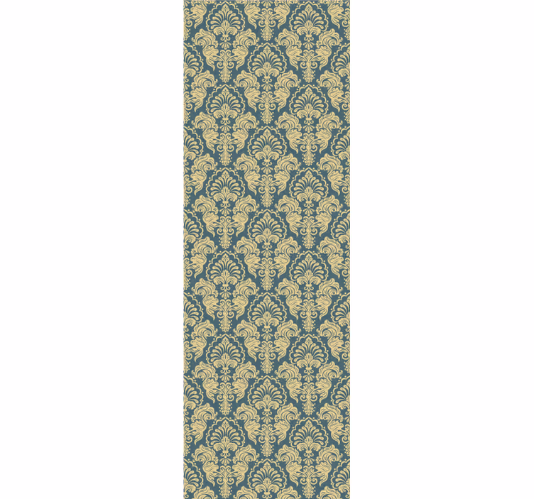 Rolgordijn vintage turquoise en gele klassieke print - TenStickers