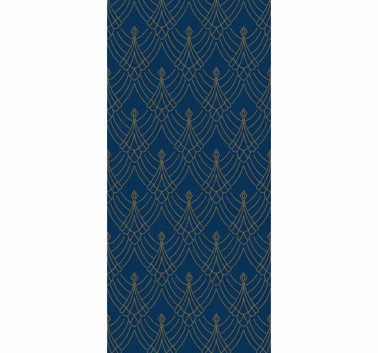 Rolgordijn vintage blauw en gouden kunstdecorstijl - TenStickers