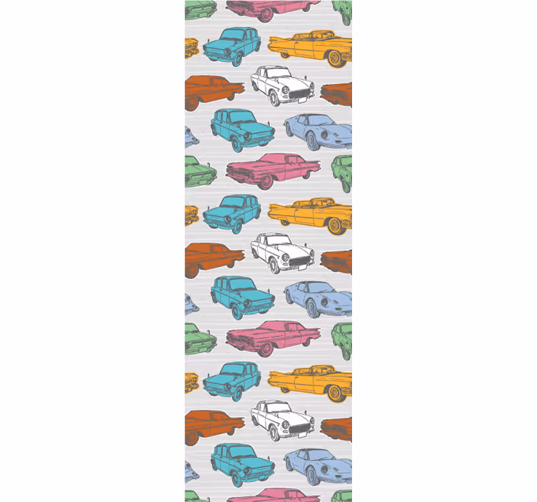 Rolgordijn vintage kleurrijke klassieke auto's - TenStickers