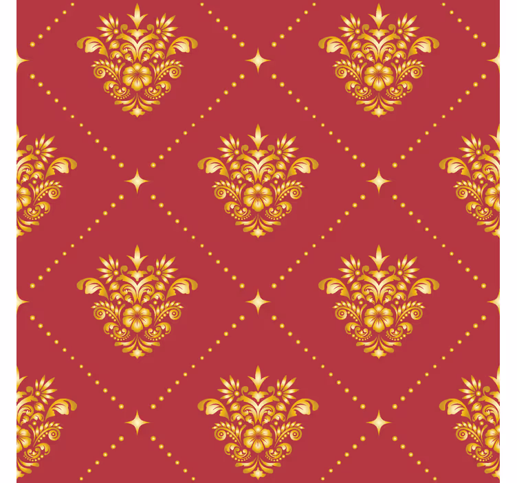 Rolgordijn vintage gouden damast patroon - TenStickers