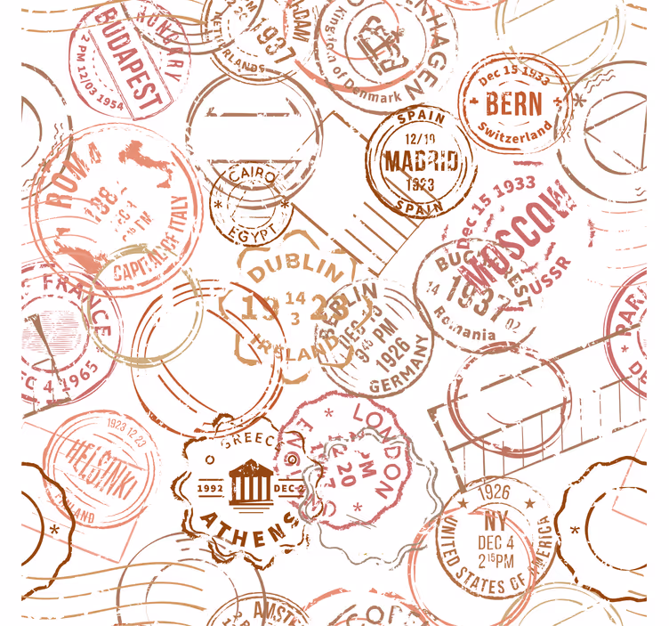 Rolgordijn vintage retro stempels - TenStickers