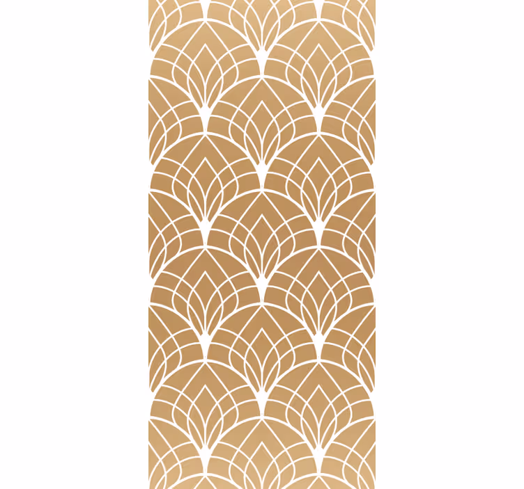 Rolgordijn vintage wit en gouden kunstdecor patroon - TenStickers