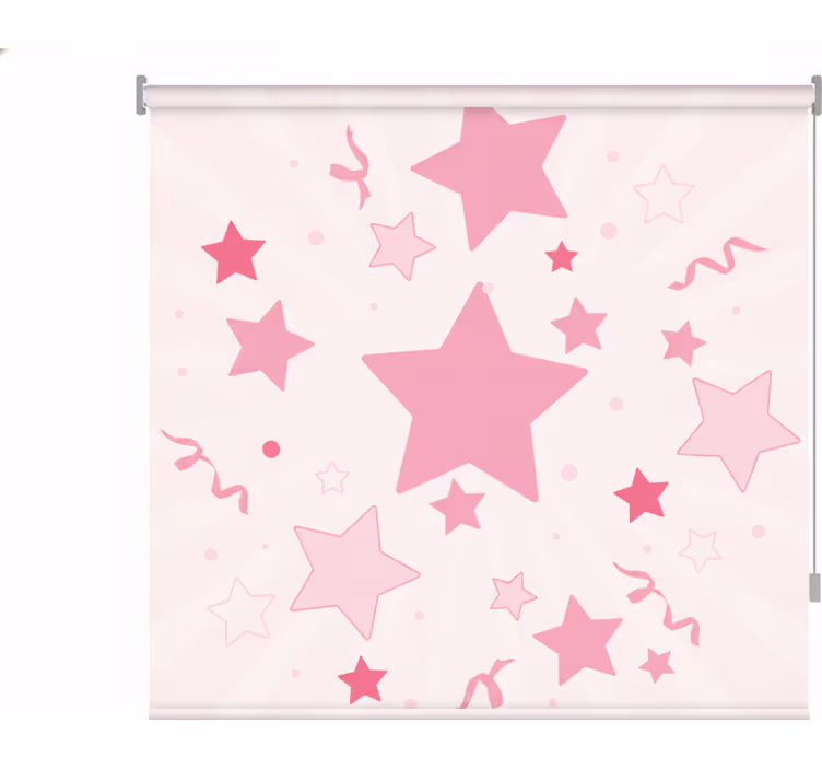 Roze rolgordijn met grote roze sterren - TenStickers