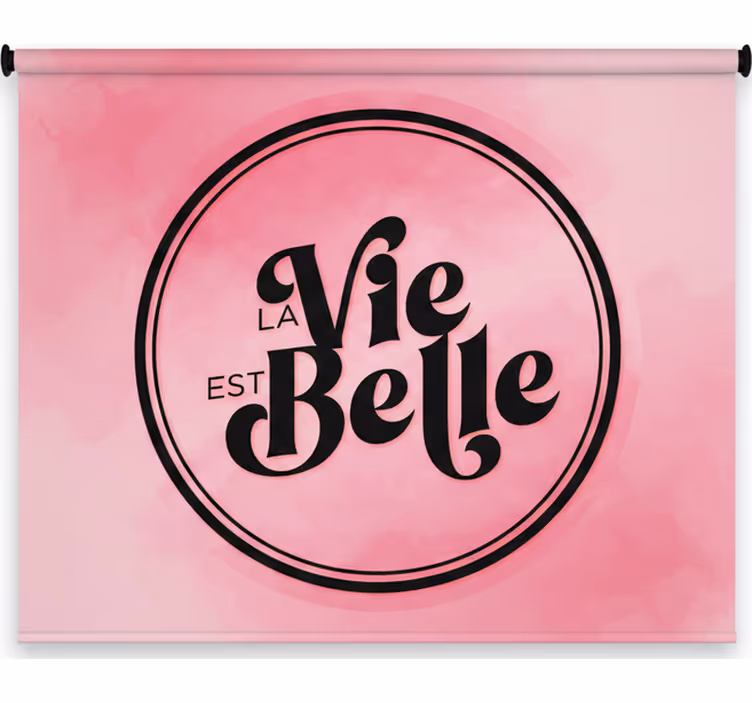 Roze rolgordijn zwarte tekst op een roze achtergrond - TenStickers