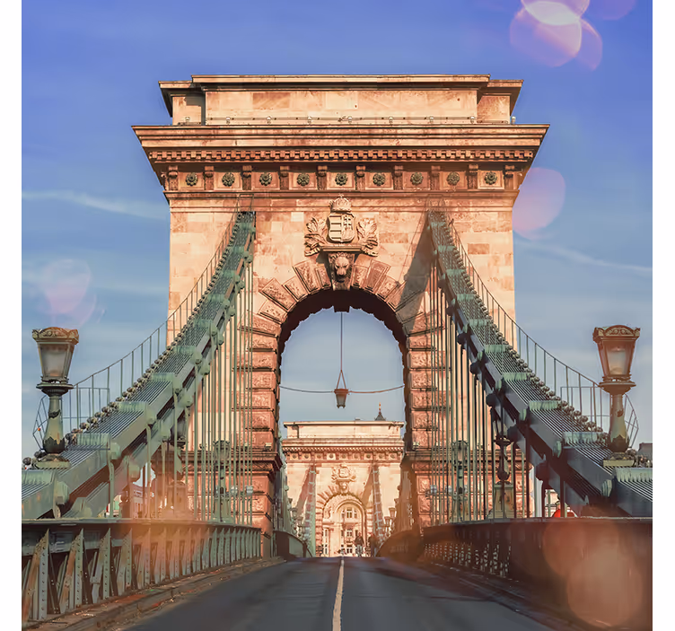 Rolgordijn woonkamer panoramisch uitzicht budapest brug - TenStickers