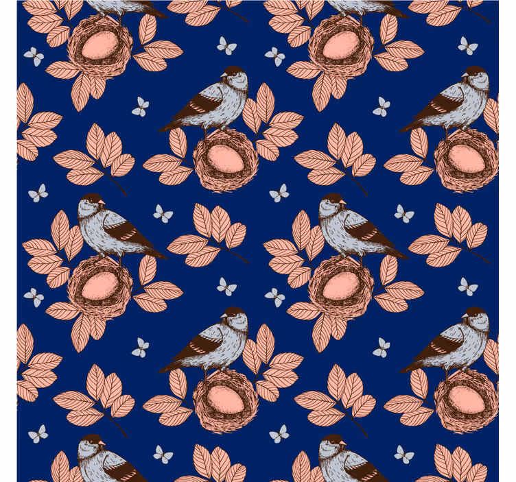 Rolgordijn woonkamer in afrikaanse stijl blauw vogelnest - TenStickers
