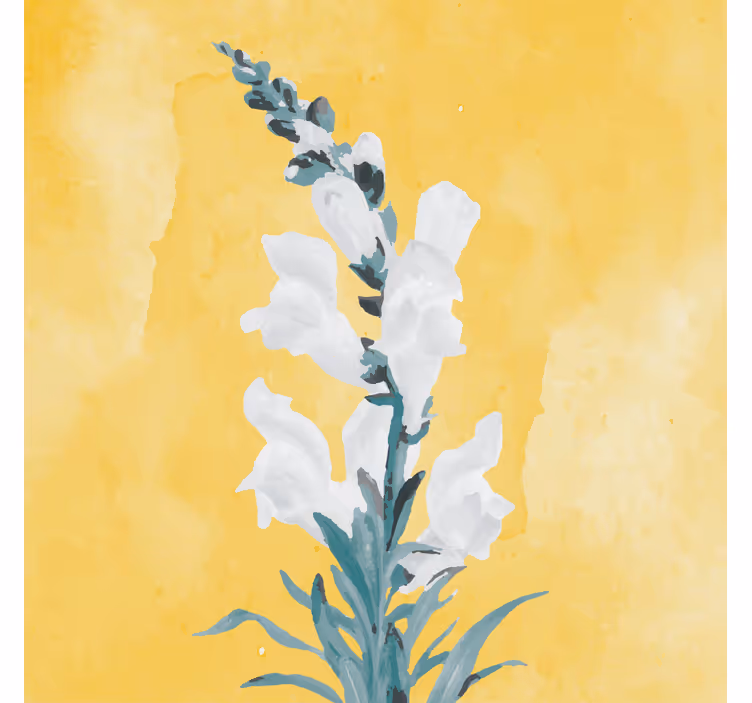 Rolgordijn woonkamer witte bloemen op gele achtergrond - TenStickers