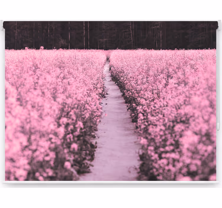 Rolgordijn woonkamer elegant veld van roze bloemen - TenStickers