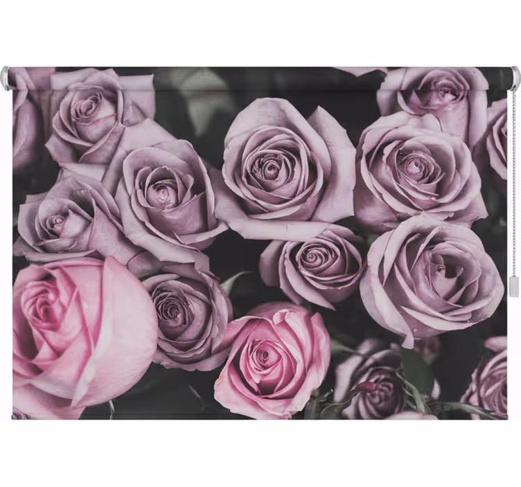 Rolgordijn woonkamer elegant ontwerp met roze rozen - TenStickers