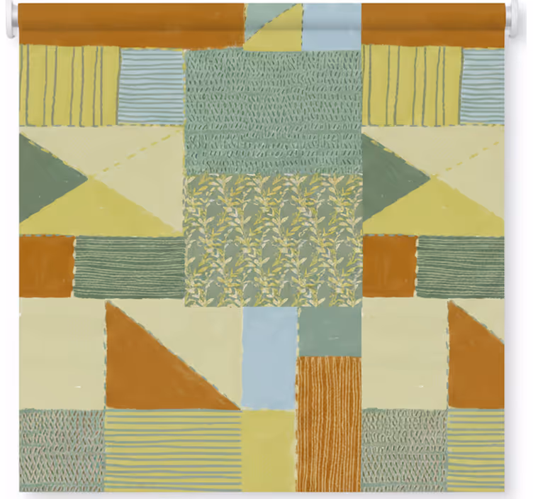 Rolgordijn woonkamer patchwork kleurrijk driehoekig ontwerp - TenStickers