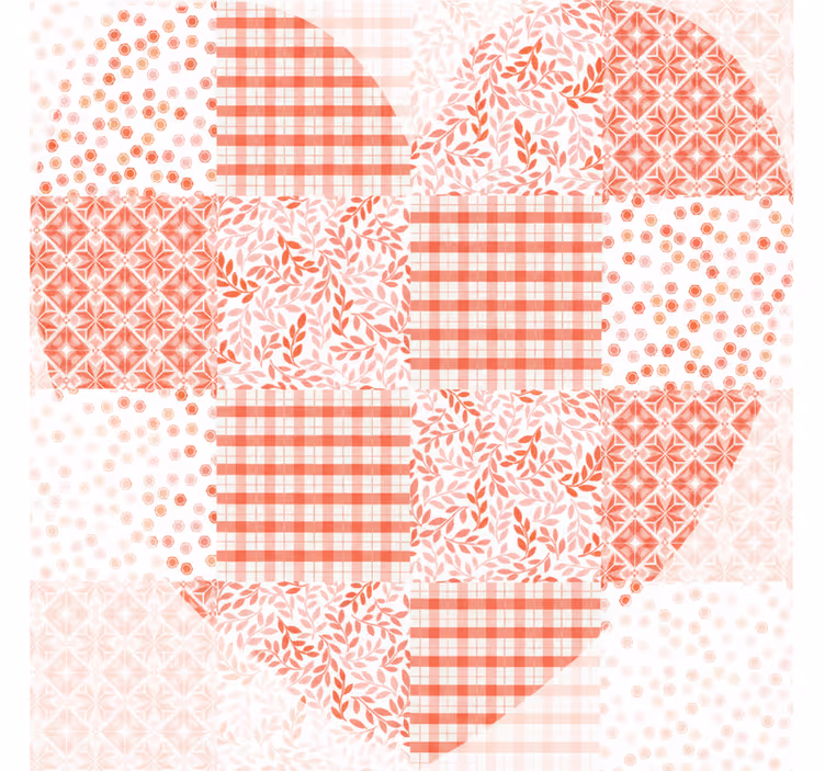 Rolgordijn woonkamer patchwork rood en wit hart ontwerp - TenStickers