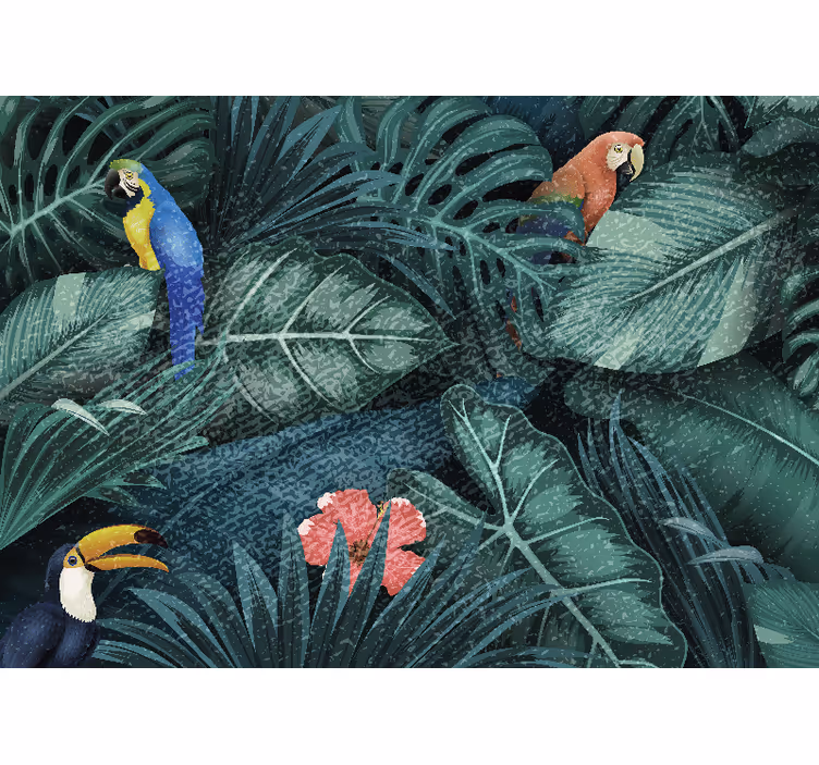 Rolgordijn woonkamer heldere ecotische jungle - TenStickers
