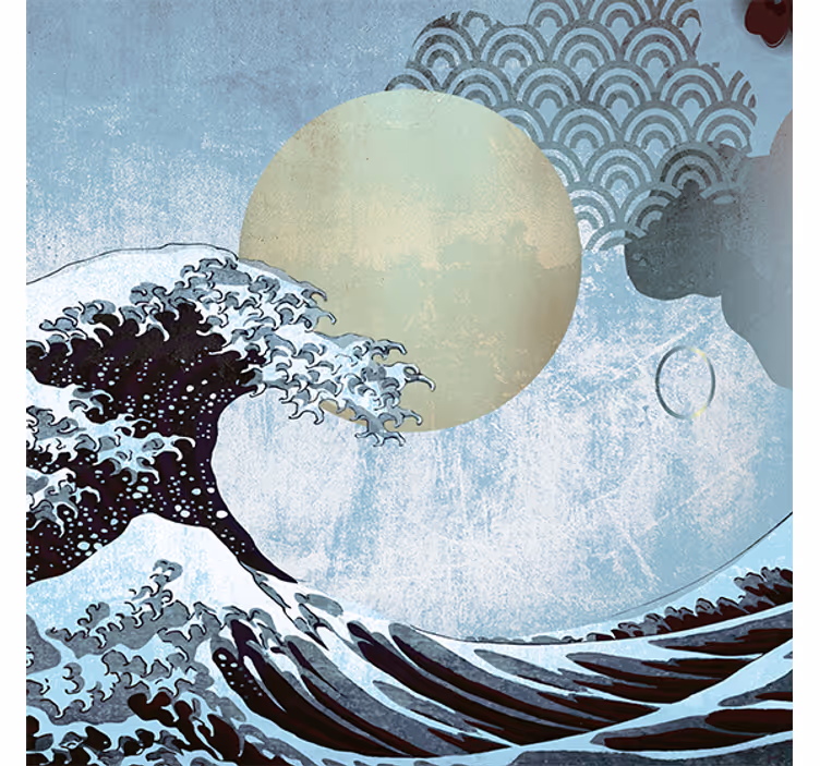 Rolgordijn woonkamer the wave oosterse kunst - TenStickers
