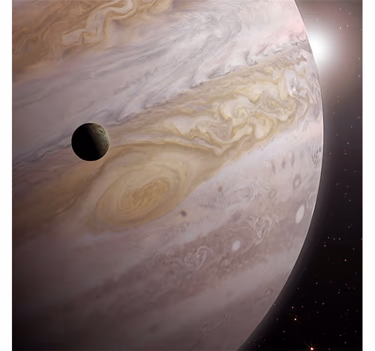 Rolgordijn woonkamer space design twee beige planeten - TenStickers