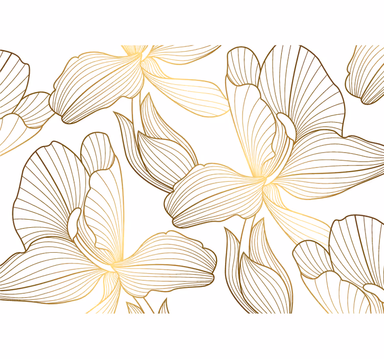 Raambekleding slaapkamer gouden bloemen - TenStickers
