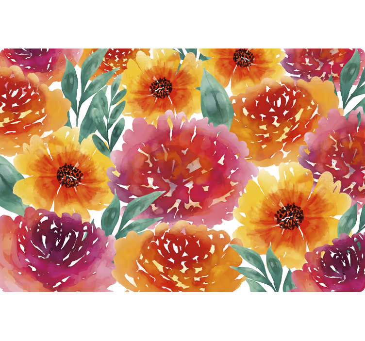 Raambekleding slaapkamer kleurrijke bloemen tegel - TenStickers