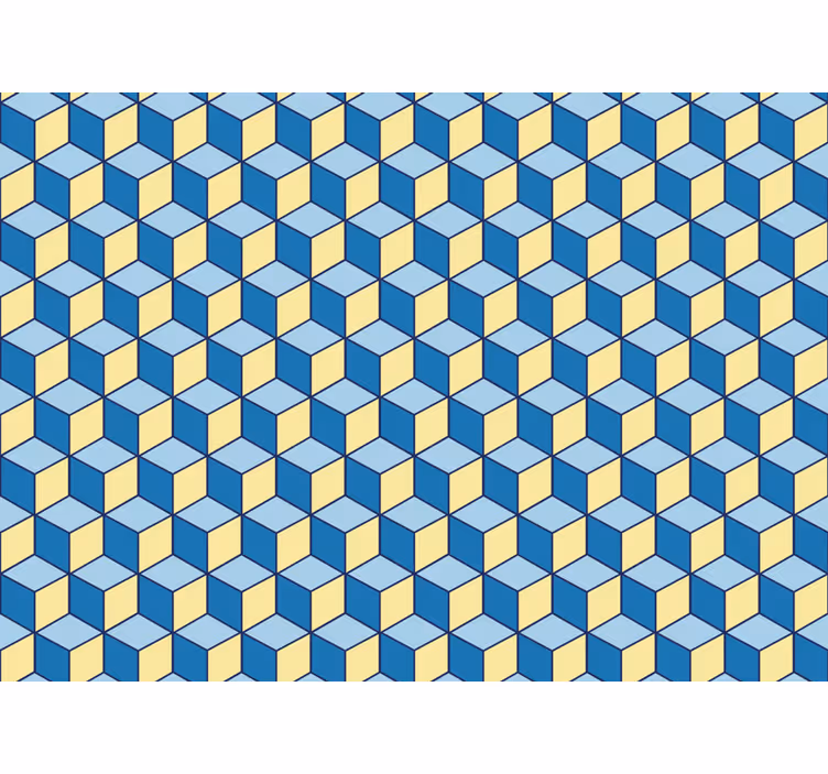 Raambekleding slaapkamer 3d effect blauwe kubussen - TenStickers