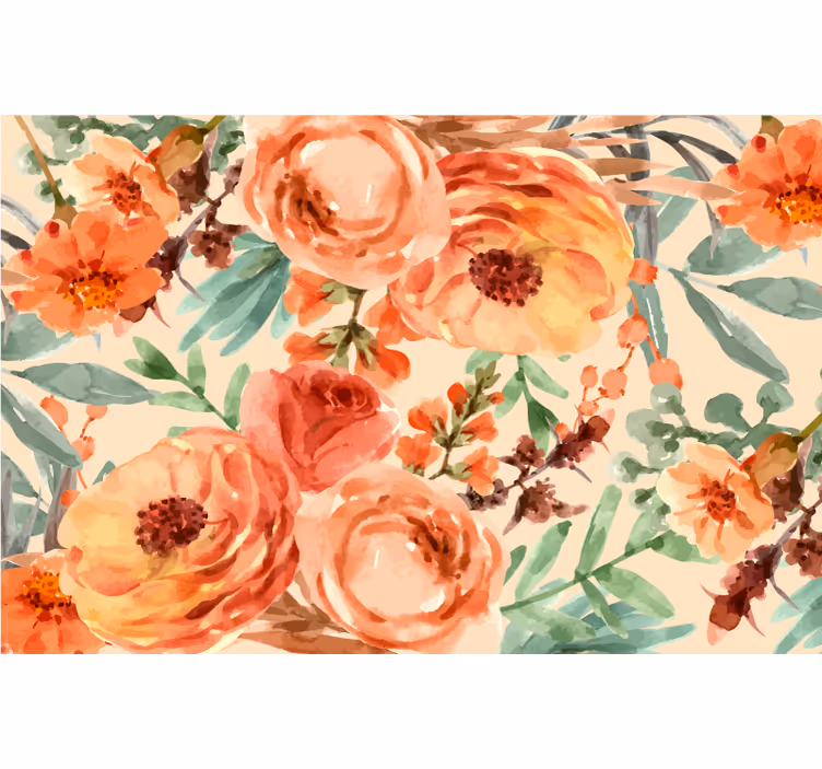 Raambekleding slaapkamer pioenroos aquarel bloemen - TenStickers