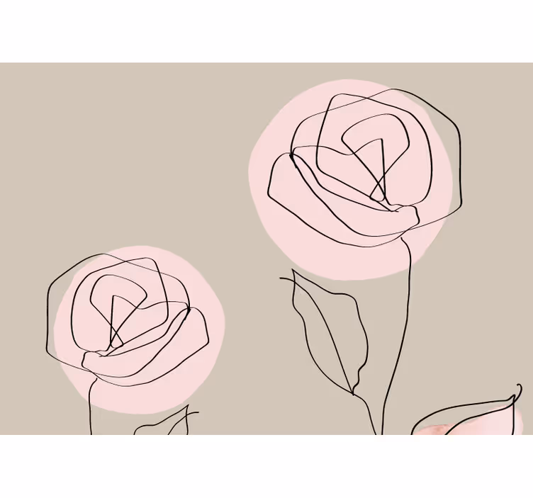 Rolgordijn beige waterverf witte rozen abstract - TenStickers