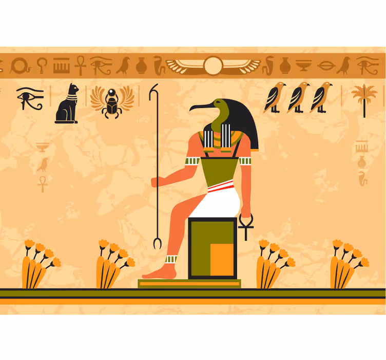 Rolgordijn beige egyptische god van de maan - TenStickers