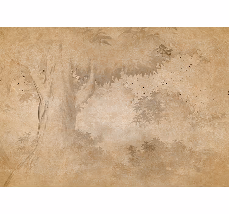 Rolgordijn beige vintage regenwoudlandschap - TenStickers