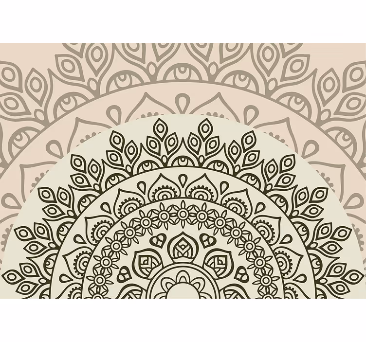 Rolgordijn beige met indianenpatroon opkomende zon - TenStickers