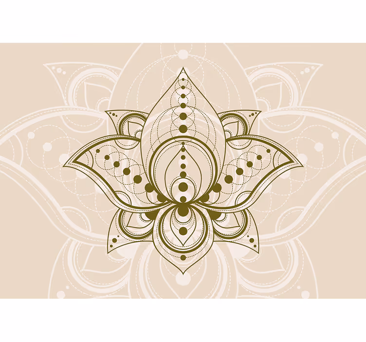 Rolgordijn beige met gouden lotusbloesem patroon - TenStickers