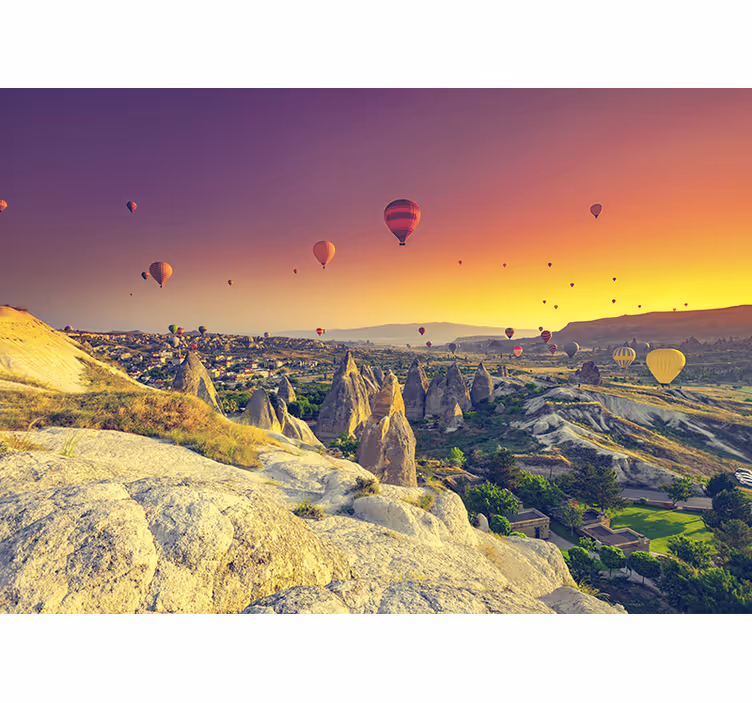 Raambekleding slaapkamer met luchtballonnen boven cappadocië - TenStickers