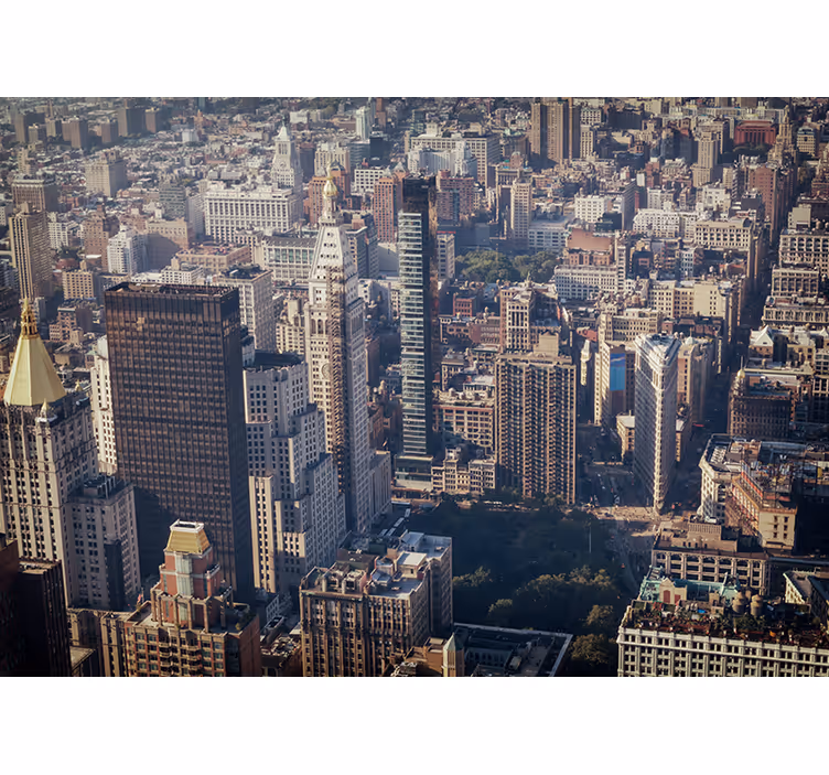 Raambekleding slaapkamer retro kleur skyline van nyc - TenStickers
