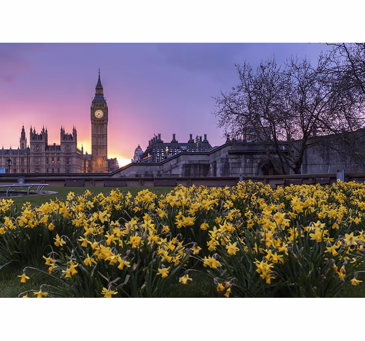 Raambekleding slaapkamer big ben met zonlicht - TenStickers