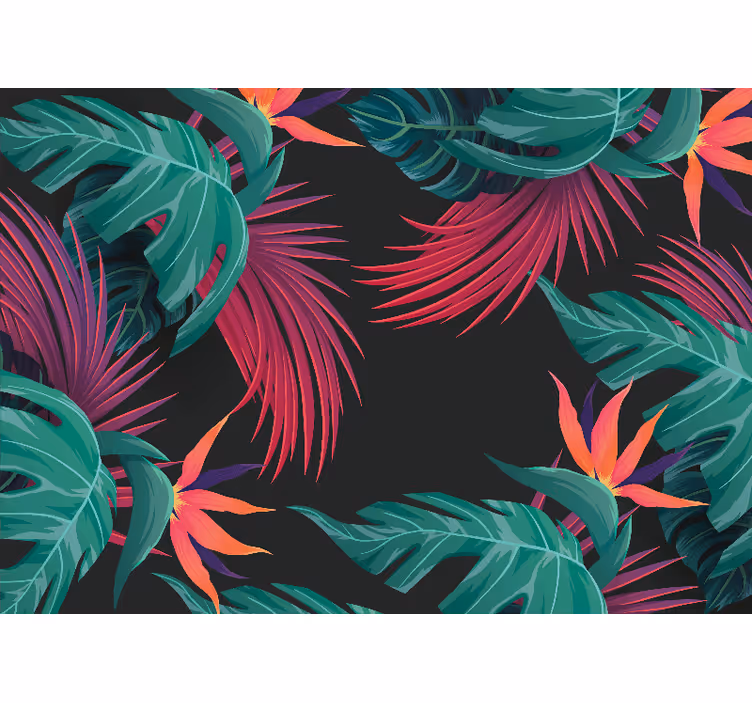 Raambekleding slaapkamer turquoise tropische bladeren - TenStickers