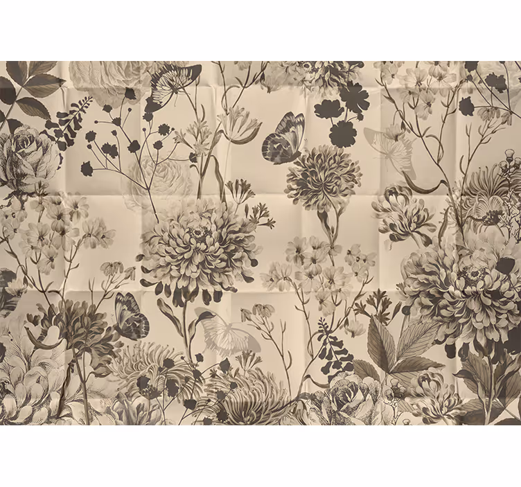 Raambekleding slaapkamer beige bloemenpatroon - TenStickers